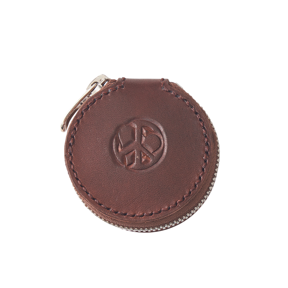 HAND CARVED LEATHER HEAVEN AND HELL COIN CASE BY KICHIZO - BLACK