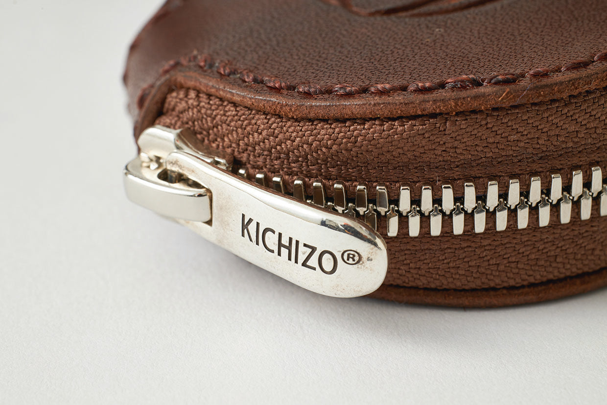 HAND CARVED LEATHER 天国と地獄 COIN CASE BY KICHIZO - BLACK